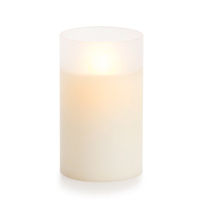 Luminara - Flameless LED Candle - Frosted Glass Cylinder - Ivory Wax - Unscented - Remote Ready - 3.5" x 6"