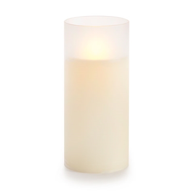 Luminara - Flameless LED Candle - Frosted Glass Cylinder - Ivory Wax - Unscented - Remote Ready - 3.5" x 8"