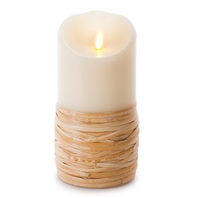 Luminara - Flameless LED Candle - Indoor - Wax - Reed Wrapped - Remote Ready - 3.5