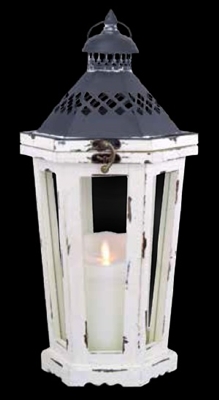 Luminara - Flameless LED Candle Lantern - Antique White Winston Lantern - 9" Wide x 20" Tall