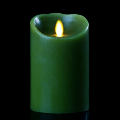 Luminara - Flameless LED Candle - Indoor - Wax - Forest Green - Remote Ready - 3.5" x 5"