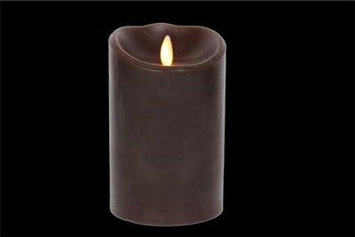 Torchier Moving Flame - Flameless LED Candle - Indoor - Wax - Dark Brown - Sandalewood Scent - Remote Ready - 3.5