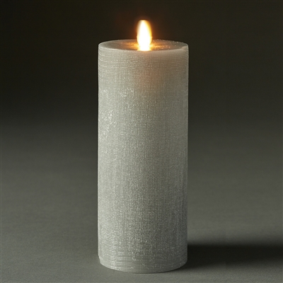 LightLi by Liown - Moving Flame - Flameless LED Candle - Linen Harbor Gray Wax - Bluetooth App Ready - Remote Ready - 3" x 8"