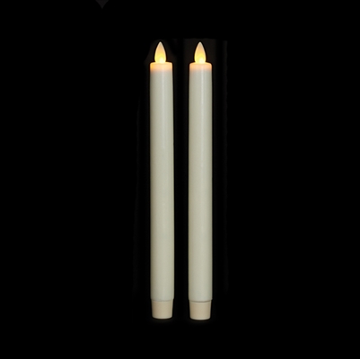 Liown Moving Flame - Flameless LED Taper Candles (Pair) - Indoor - Unscented Ivory Wax - 7/8" x 10" - Remote Ready