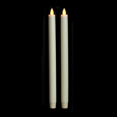 Liown Moving Flame - Flameless LED Taper Candles (Pair) - Indoor - Unscented Ivory Wax - 7/8" x 12" - Remote Ready