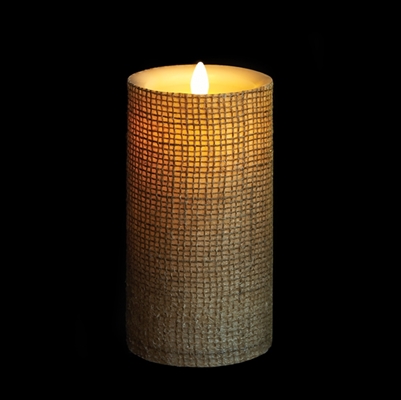 Liown - Moving Flame - Flameless LED Candle - Indoor - Wax - Burlap - Remote Ready - 3.5