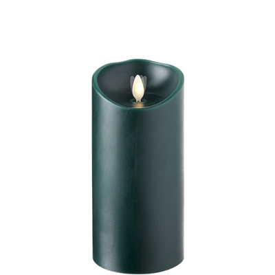 Liown - Moving Flame - Flameless LED Candle - Indoor - Forest Green Wax - Pine Scented - Remote Ready - 3.5