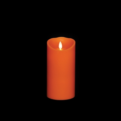 Liown - Moving Flame - Flameless LED Candle - Indoor - Orange Wax - Pumpkin Spice Scented - Remote Ready - 3.5" x 7"
