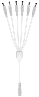 15-Inch 6-Way Power Splitter Cable (White) - 5.5mm x 2.1mm Barrel Connectors - Works with Battery Eliminator Kits