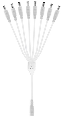 15-Inch 8-Way Power Splitter Cable (White) - 5.5mm x 2.1mm Barrel Connectors - Works with Battery Eliminator Kits