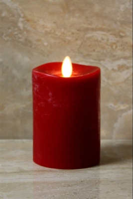 LightLi by Liown - Moving Flame - Flameless LED Smart Candle - Chalky Red Wax - Remote Ready - Betooth App Ready - 3.5