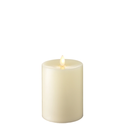 Liown - Moving Flame - Flameless LED Candle - Indoor - Ivory Wax - Flat Top - Remote Ready - 3.5" x 5"