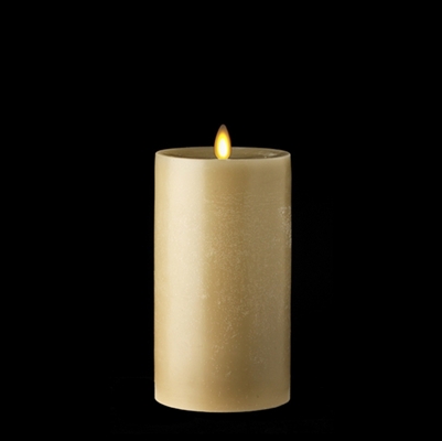 Liown - Moving Flame - Flameless LED Candle - Indoor -  Chalky Finish - Light Taupe Unscented Wax - Flat Top - Remote Ready - 3.5" x 7"