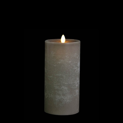 Liown - Moving Flame - Flameless LED Candle - Indoor -  Chalky Finish - Light Grey Unscented Wax - Flat Top - Remote Ready - 3.5