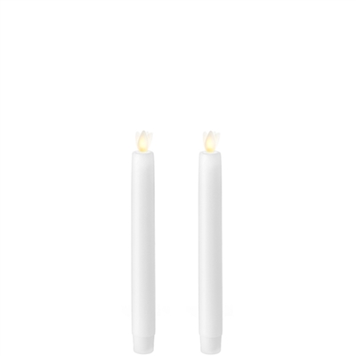 Liown Moving Flame - Flameless LED Taper Candles (Pair) - Indoor - Unscented White Wax - 7/8" x 8" - Remote Ready