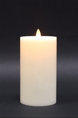 Avalon - Flat Top Moving Flame - Flameless LED Candle - Indoor - Unscented Frosted Ivory Wax - Remote Ready - 3.5