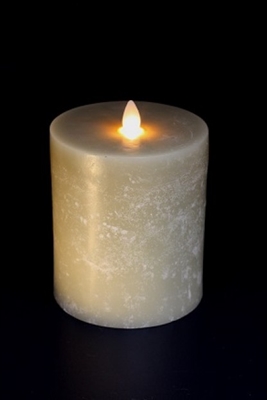 Avalon - Flat Top Moving Flame - Flameless LED Candle - Indoor - Unscented Oatmeal Wax - Chalk Finish - Remote Ready - 4" x 5"