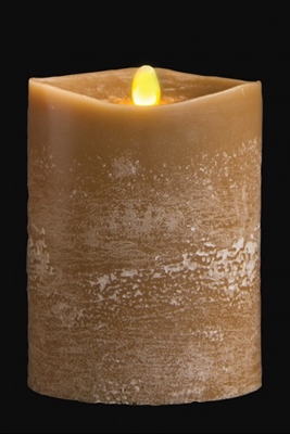 Matrixflame - Flickering Digital Flameless LED Candle - Indoor - Unscented Olive Chalk Finish Wax - Remote Ready - 4" x 5"
