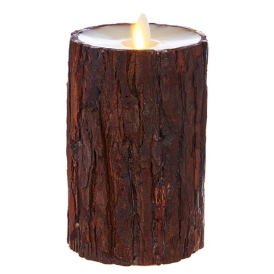 Liown - Moving Flame - Flameless LED Candle - Indoor -  Cedar Wrapped - Ivory Unscented Wax - Flat Top - Remote Ready - 3.5