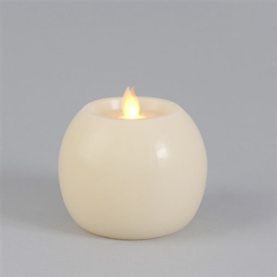 Everlasting Glow - Motion Flame - Flameless LED Candle - Indoor - Ivory Wax - Flat Top Sphere - Vanilla Scented - 3.7" x 3.75"