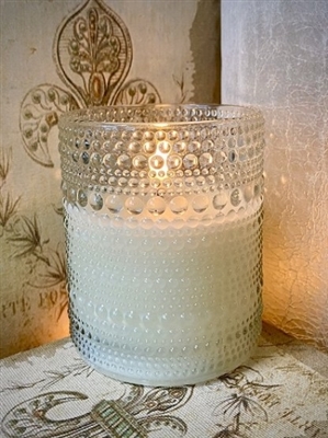 Radiance - Simply Ivory - Embossed Glass Finish - Pillar Candle - Poured Wax - Realistic LED Flame Effect - Indoor - Unscented Wax - Remote Ready - 3.25