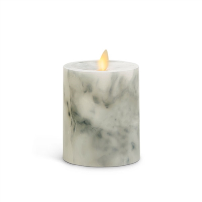 Luminara - Flameless LED Candle - Unscented White Marble Wax - Indoor - Remote Ready - 3.25