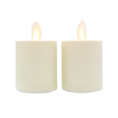 Matchless - Pair of Moving Flame LED Votive Candles - Indoor - ABS - Ivory - Unscented - Remote Ready - 2" x 2.2"
