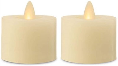 Luminara - Flameless LED Tealights - Set of 2 x 1.7-Inch x 2-Inch Battery Operated Tealights - Ivory Wax - Remote Ready