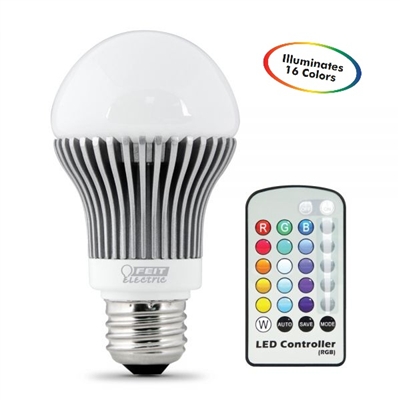 Feit Electric - LED Bulb - A19 - Remote Control -Color Changing - White/Red/Green/Blue -  Dimmable w/ Remote Control