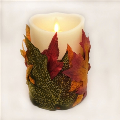 Flameless Candle Cuff - Fabric - Fall Leaves - For 3.5-Inch x 5-Inch Flameless Candles