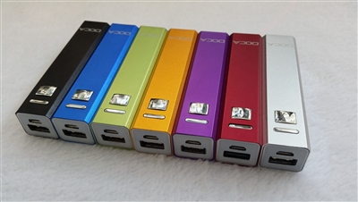 USB Power Bank - 2600mAh Rechargeable Li-Ion Battery - Rectangular Aluminum Housing w/ 4 x LED Charge Indicators
