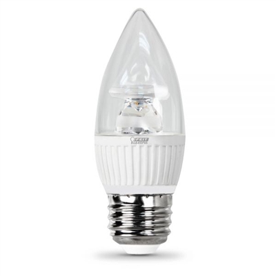 Feit Electric - LED Bulb - Clear Candelabra Torpedo Tip - E26 (Medium) Base - 40W Equivalent - 3000K Warm White - 310 Lumens - Dimmable
