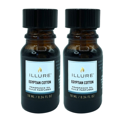 iLLure Fragrance Oils For iLLure Diffuser Pillar Candle - 2 x 0.34 Fluid Ounce Bottles - Egyptian Cotton