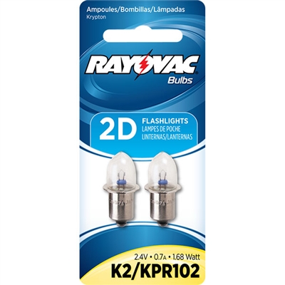 Rayovac - Krypton Bulb - 2D Flashlights - 2.4V - Flanged Base - 2-Pack