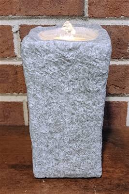 Fantastic Craft Candle Water Fountain - Stone Grey Wax - Textured Rock-Like Finish - 4" x 4" x 8" - Remote Control Included