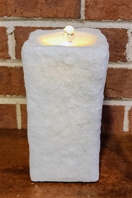 Fantastic Craft Candle Water Fountain - White Wax - Textured Rock-Like Finish - 4" x 4" x 8" - Remote Control Included