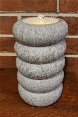 Fantastic Craft Candle Water Fountain - Grey Stone Wax - Spiral Rock Design - 5" x 8" - Remote Control Included