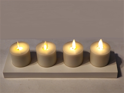 Fantastic Craft - Set of 4 Rechargeable Flameless LED Tealights With Charging Base - Cream Colored Wax - 1.5" x 1.5" - Remote Included