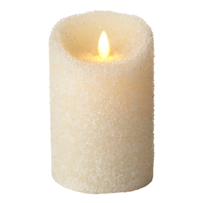 Luminara - Flameless LED Candle - Indoor - Ivory Wax - Textured Sugar Finish - 3.5" x 5" - Remote Ready