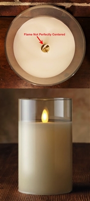 SCRATCH & DENT SPECIAL!  Luminara - Flameless LED Candle - Clear Glass Cylinder - Ivory Wax - Unscented - Remote Ready - 3.5" x 5"