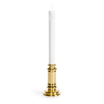 Luminara Moving Flame LED Window Taper Candle on Brass Base - 15/16" x 13"